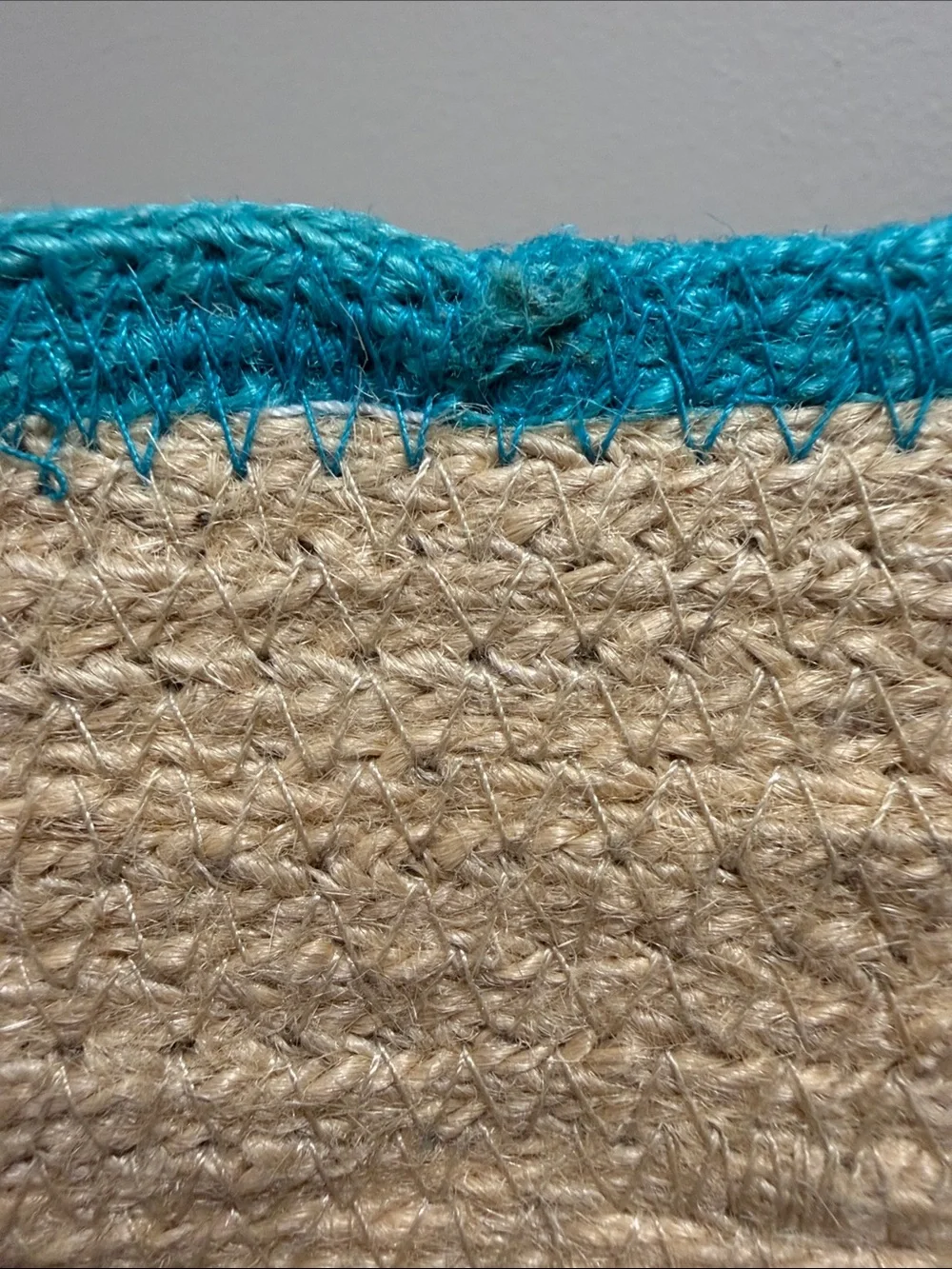 Shiraleah Cici Teal-Trim natural colored jute Tote w/ ocean Accent charm beads